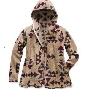 *Rare* XL -  North Face Crescent Hooded Wrap Fleece Jacket - Peyote Beige Print